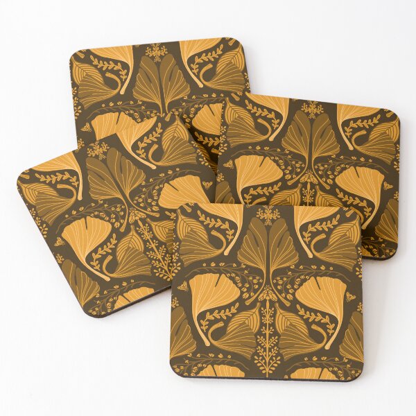 Item preview, Floral Botanical Leaves & Bluebells Art Nouveau Style - ochre designed and sold by HillsandSheep.