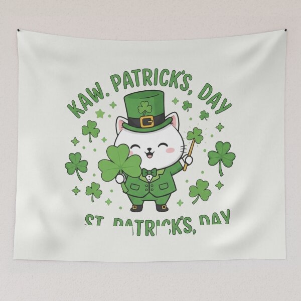 Item preview, Adorable Kawaii Leprechaun Cat Lucky Shamrocks St. Patrick's Day designed and sold by arup7980.