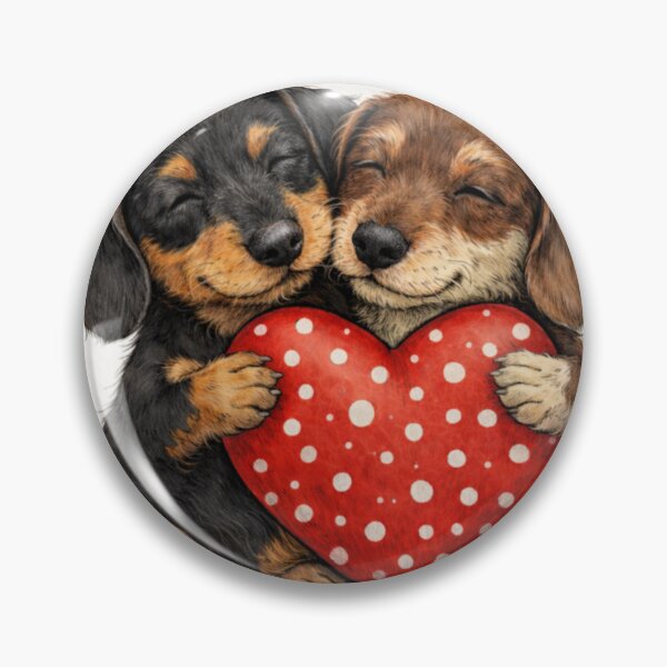 Item preview, Two Cute Dachshunds Sharing Heart – Valentine’s Day Love Illustration designed and sold by Darlin8888.