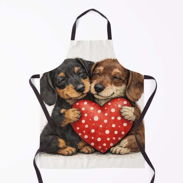 Item preview, Two Cute Dachshunds Sharing Heart – Valentine’s Day Love Illustration designed and sold by Darlin8888.