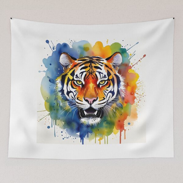 Item preview, Vibrant Watercolor Tiger Head designed and sold by SunDrift.