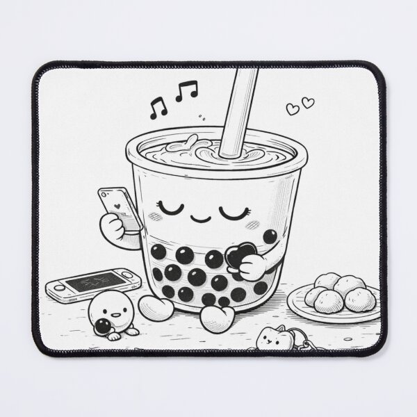 Item preview, Chill Boba – Cute Bubble Tea With Phone (Kawaii Line Art) designed and sold by ComedyInkFactor.