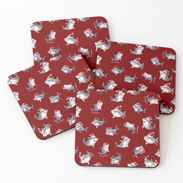 Item preview, Tossed Christmas Sharks on Dark Red designed and sold by KSimpson838.