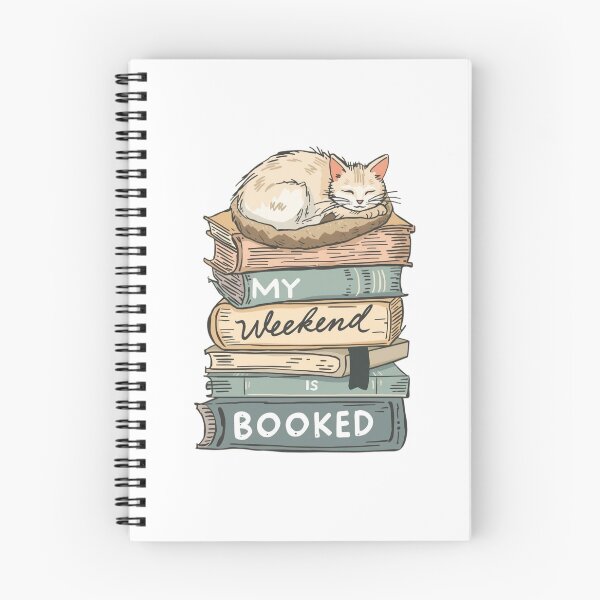 Item preview, My Weekend is Booked Cozy Cat & Books designed and sold by ProWorkVibes.