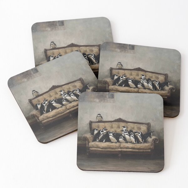 Item preview, Penguins Gather on Antique Sofa designed and sold by lautir.