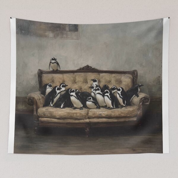 Item preview, Penguins Gather on Antique Sofa designed and sold by lautir.