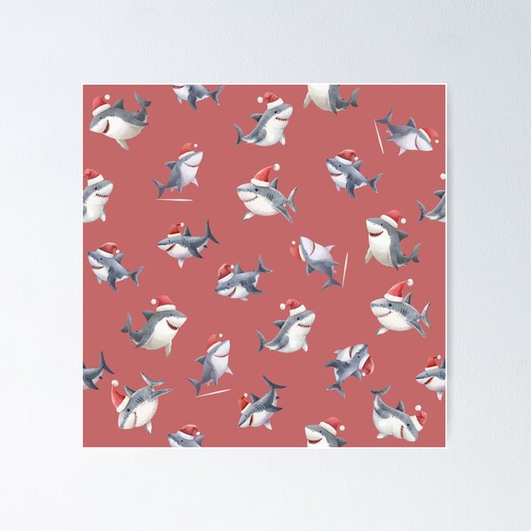 Item preview, Tossed Christmas Sharks on Faded Red designed and sold by KSimpson838.