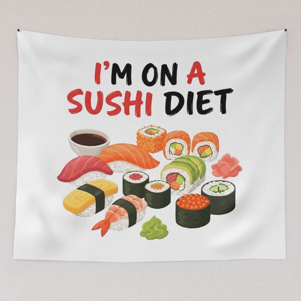 Item preview, sushi, Japanese, kawaii, salmon, foodie, fish, sushi roll designed and sold by TrueArtVibes.