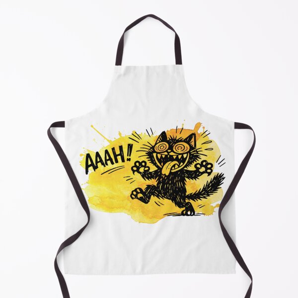 Item preview, Crazy Screaming Cat Illustration with Comic Style and Yellow Paint Splash designed and sold by RokaCircles.