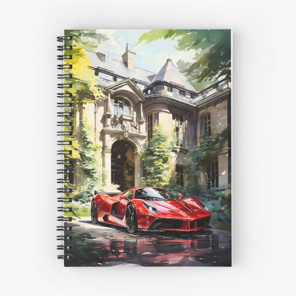 Item preview, Striking Red Supercar Parked Before Grand Historic Mansion Entrance designed and sold by RevUpDesign.