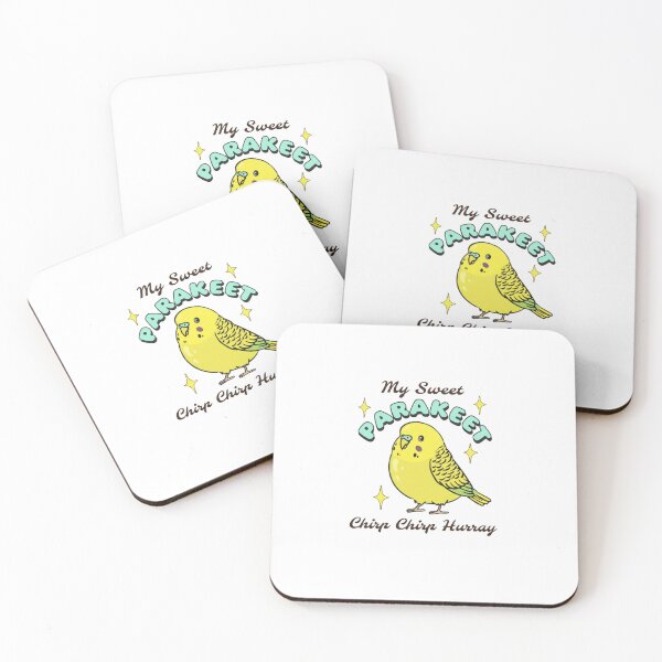 Item preview, Kawaii Yellow Parakeet — Cute Budgie Bird Illustration with "Chirp Chirp Hurray" designed and sold by Colorful-Garden.