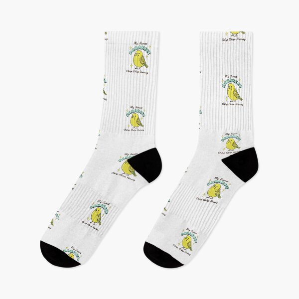 Item preview, Kawaii Yellow Parakeet — Cute Budgie Bird Illustration with "Chirp Chirp Hurray" designed and sold by Colorful-Garden.