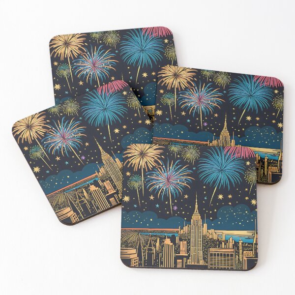 Item preview, New Year Fireworks Over The City At Night. designed and sold by MissYouONLY.