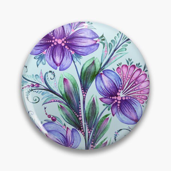 Item preview, Purple-lilac flowers Ukraine art, Petrykivka style, author's drawing, bouquet designed and sold by Sunflower-7.