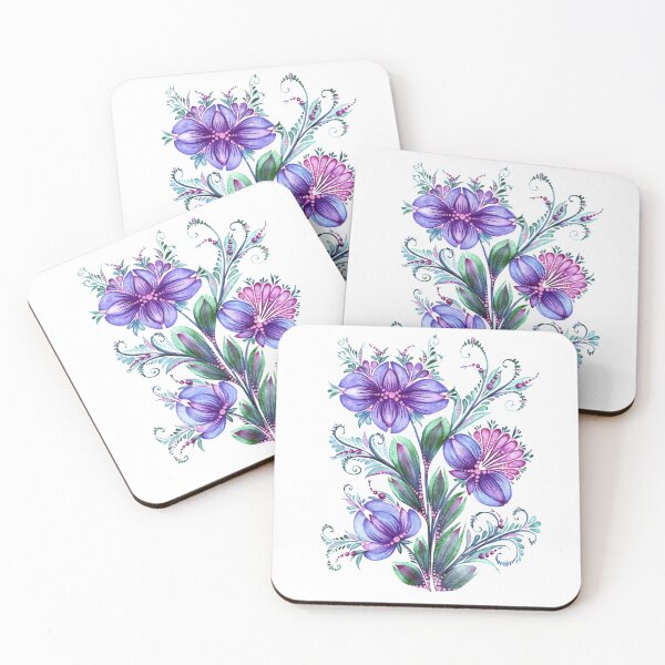 Item preview, Purple-lilac flowers Ukraine art, Petrykivka style, author's drawing, bouquet designed and sold by Sunflower-7.