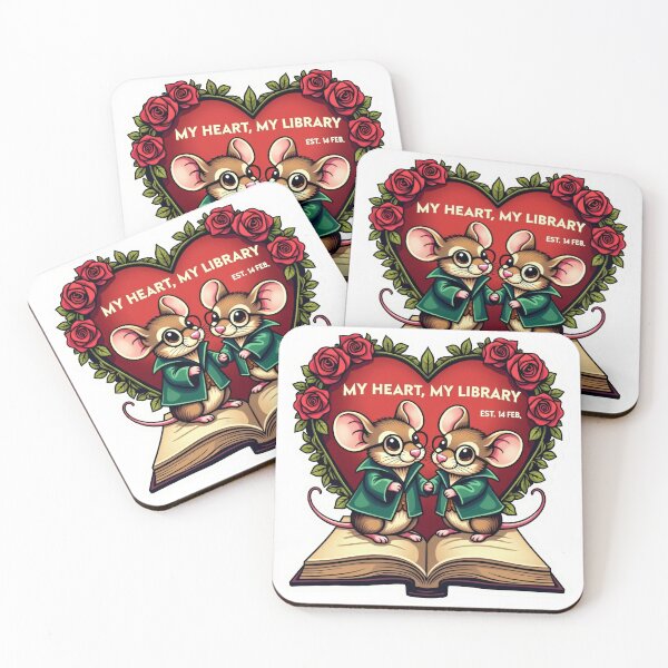 Item preview, My Heart My Library Cute Bookish Mice Valentine designed and sold by The Grumpy Pet Club.