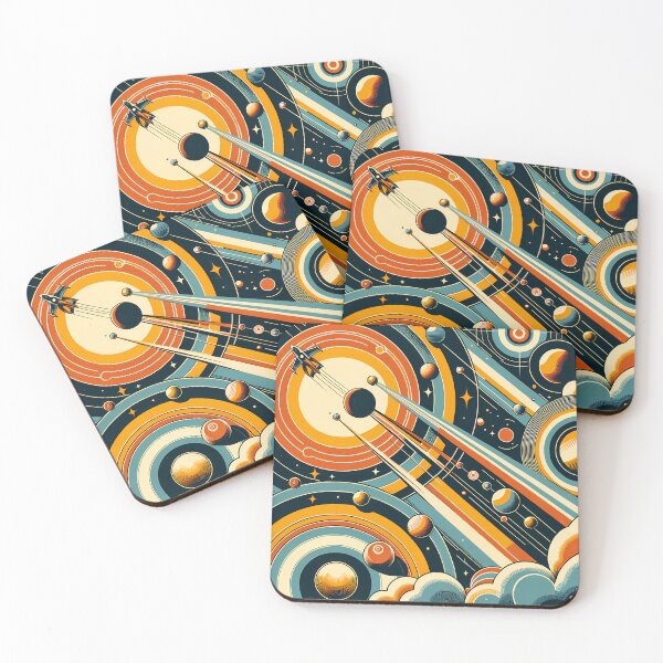 Item preview, Retro Space Rocket and Planets in Geometric Orbits designed and sold by InkSmithery.