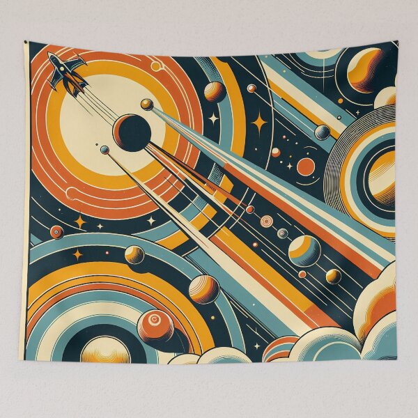 Item preview, Retro Space Rocket and Planets in Geometric Orbits designed and sold by InkSmithery.