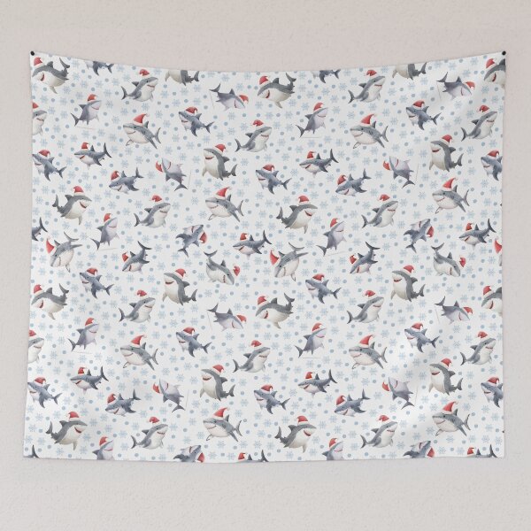Item preview, Christmas Sharks & Snowflakes on White designed and sold by KSimpson838.