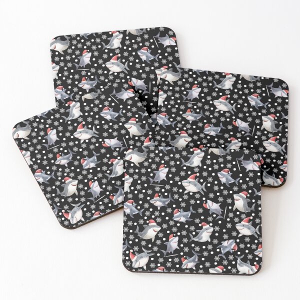 Item preview, Christmas Sharks & Snowflakes on Black designed and sold by KSimpson838.