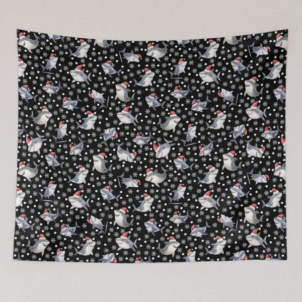 Item preview, Christmas Sharks & Snowflakes on Black designed and sold by KSimpson838.
