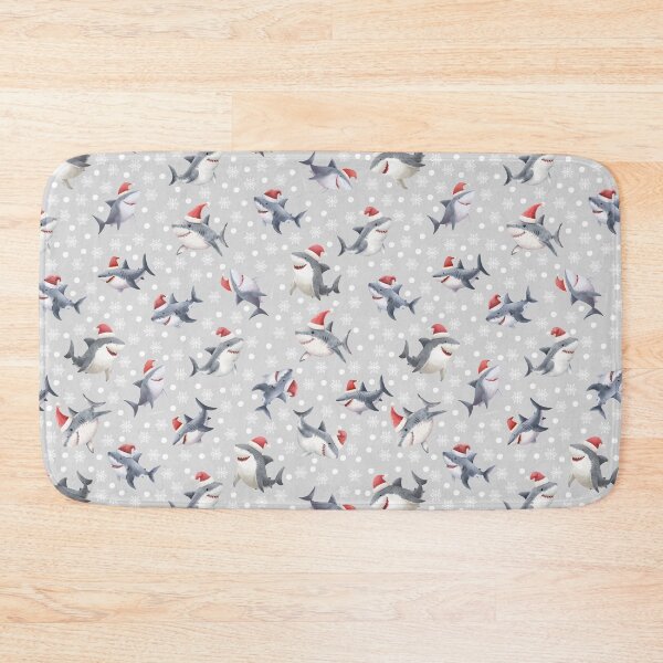 Item preview, Christmas Sharks & Snowflakes on Light Gray designed and sold by KSimpson838.