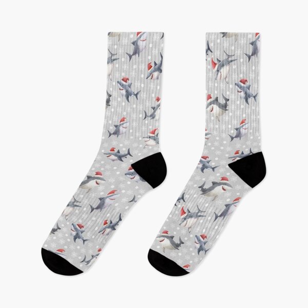 Item preview, Christmas Sharks & Snowflakes on Light Gray designed and sold by KSimpson838.