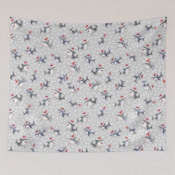 Item preview, Christmas Sharks & Snowflakes on Light Gray designed and sold by KSimpson838.
