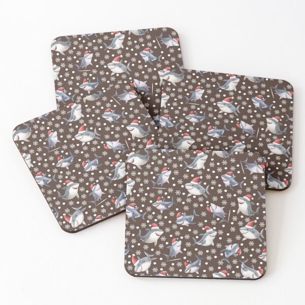 Item preview, Christmas Sharks & Snowflakes on Dark Brown  designed and sold by KSimpson838.