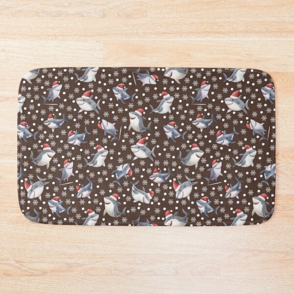 Item preview, Christmas Sharks & Snowflakes on Dark Brown  designed and sold by KSimpson838.