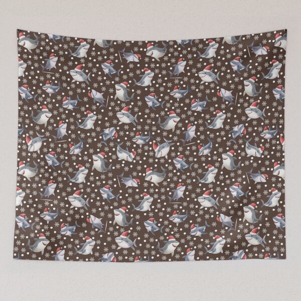 Item preview, Christmas Sharks & Snowflakes on Dark Brown  designed and sold by KSimpson838.