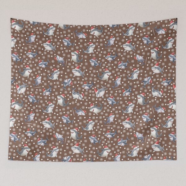 Item preview, Christmas Sharks & Snowflakes on Brown  designed and sold by KSimpson838.