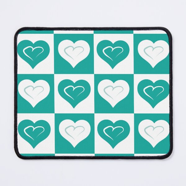 Item preview, Teal Hearts on Teal Checkered Background designed and sold by Digitalmyth's Designs.