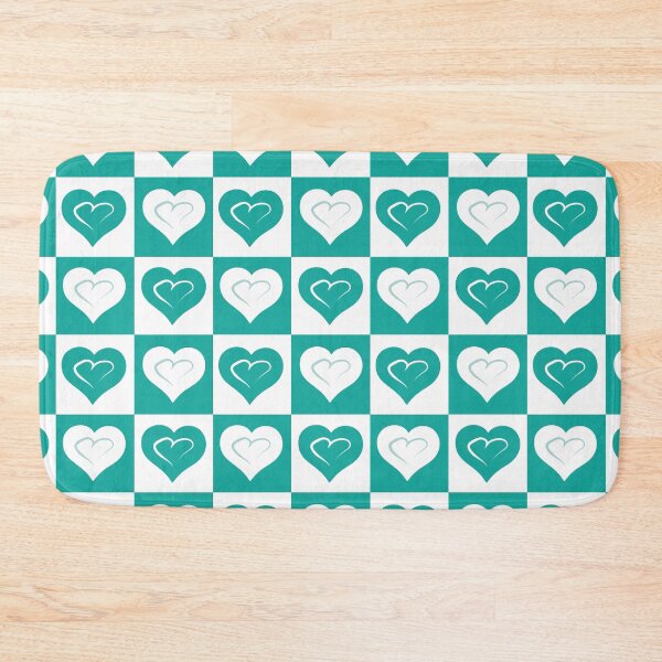 Item preview, Teal Hearts on Teal Checkered Background designed and sold by Digitalmyth's Designs.