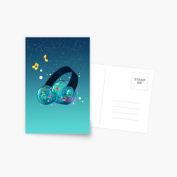 Goldfish Headphones Postcard