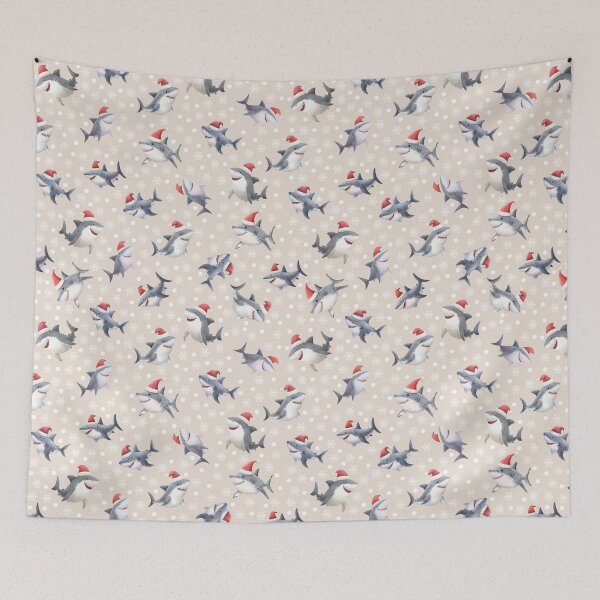Item preview, Christmas Sharks & Snowflakes on Beige   designed and sold by KSimpson838.
