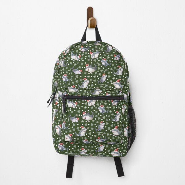 Item preview, Christmas Sharks & Snowflakes on Dark Green designed and sold by KSimpson838.