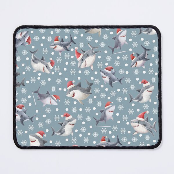 Item preview, Christmas Sharks & Snowflakes on Light Gray-Blue designed and sold by KSimpson838.