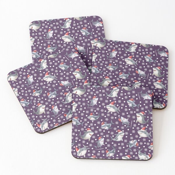 Item preview, Christmas Sharks & Snowflakes on Dark Purple designed and sold by KSimpson838.
