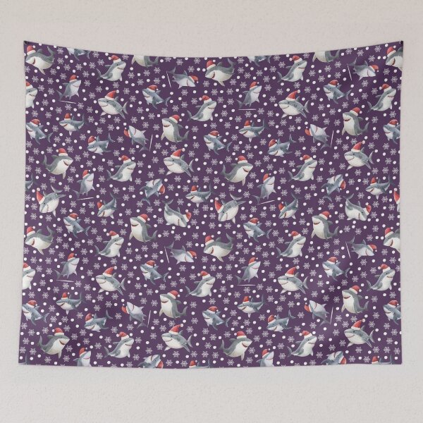 Item preview, Christmas Sharks & Snowflakes on Dark Purple designed and sold by KSimpson838.
