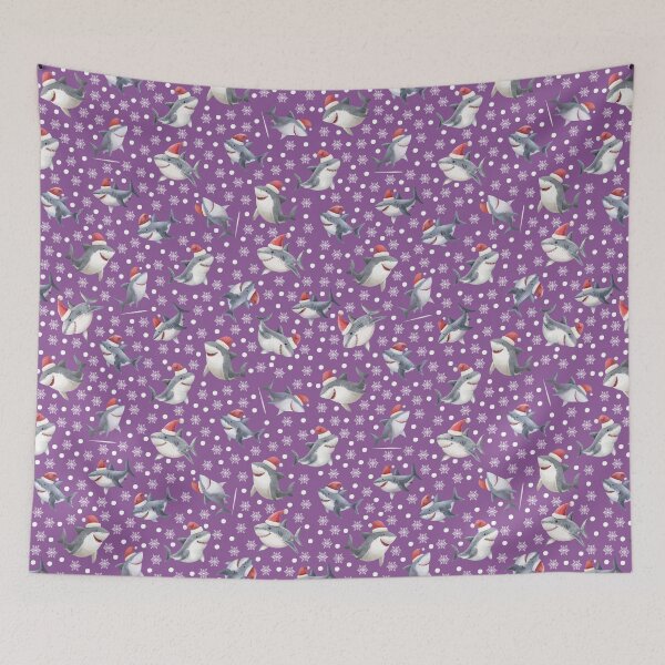 Item preview, Christmas Sharks & Snowflakes on Purple designed and sold by KSimpson838.