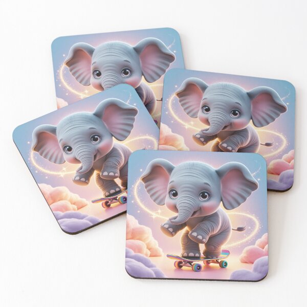 Item preview, Cute Elephant Skateboarding On Clouds designed and sold by CuteAnimalAura.