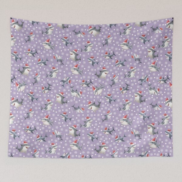 Item preview, Christmas Sharks & Snowflakes on Light Purple designed and sold by KSimpson838.