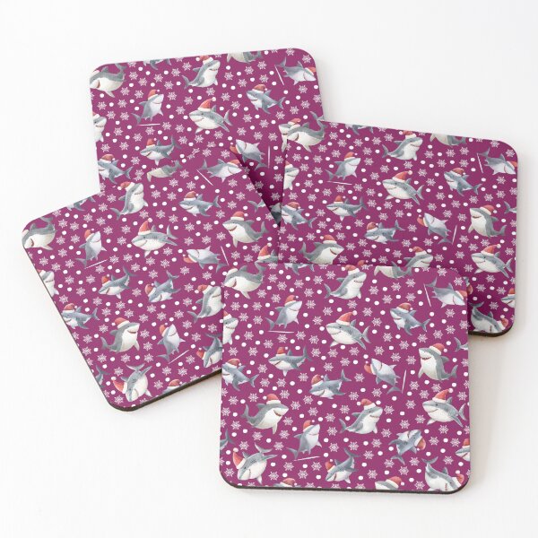 Item preview, Christmas Sharks & Snowflakes on Dark Pink designed and sold by KSimpson838.