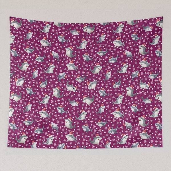 Item preview, Christmas Sharks & Snowflakes on Dark Pink designed and sold by KSimpson838.