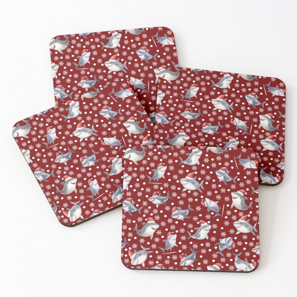 Item preview, Christmas Sharks & Snowflakes on Dark Red designed and sold by KSimpson838.