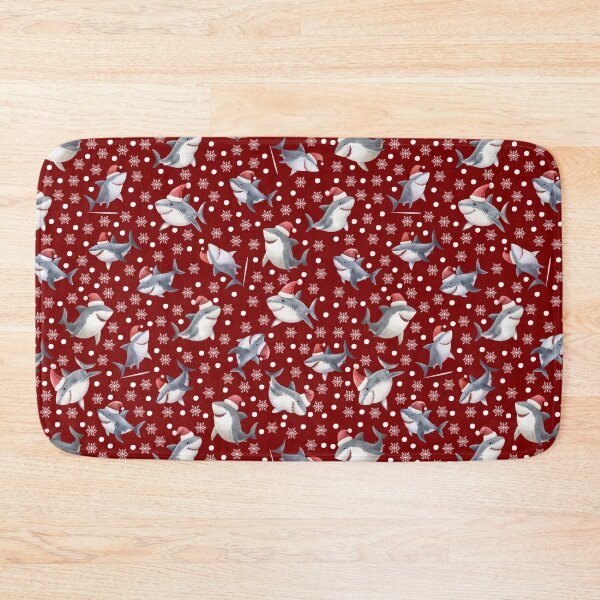 Item preview, Christmas Sharks & Snowflakes on Dark Red designed and sold by KSimpson838.
