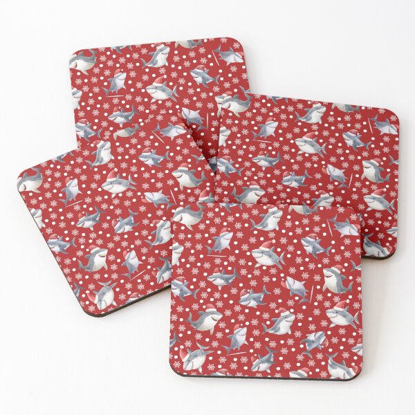 Item preview, Christmas Sharks & Snowflakes on Red designed and sold by KSimpson838.