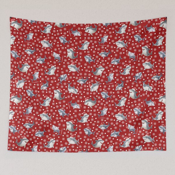 Item preview, Christmas Sharks & Snowflakes on Red designed and sold by KSimpson838.
