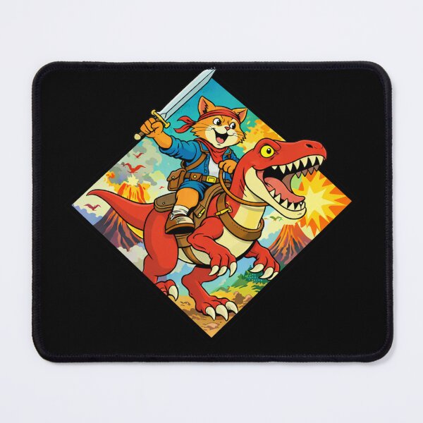 Item preview, Cat Riding A Raptor Cartoon designed and sold by Planetporridge.
